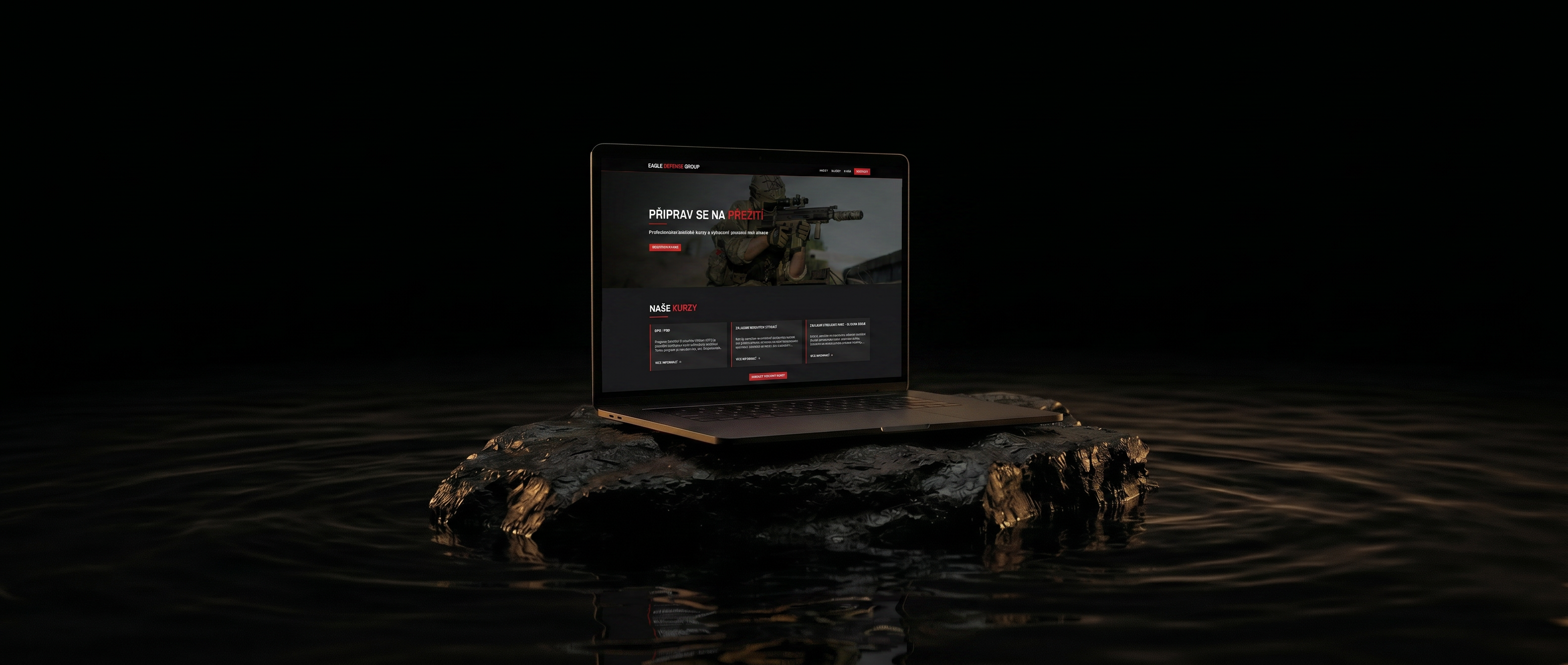 Eagle Defense Group homepage hero section with courses overview